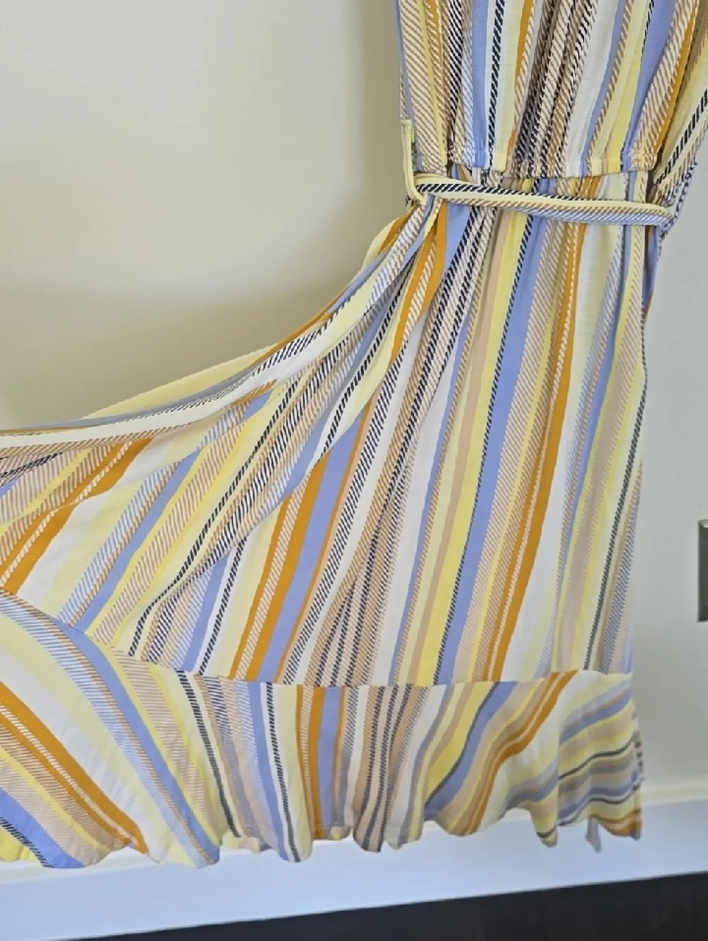 Lascana Off-Shoulder Striped Carmen Flounce Summer Dress in Yellow